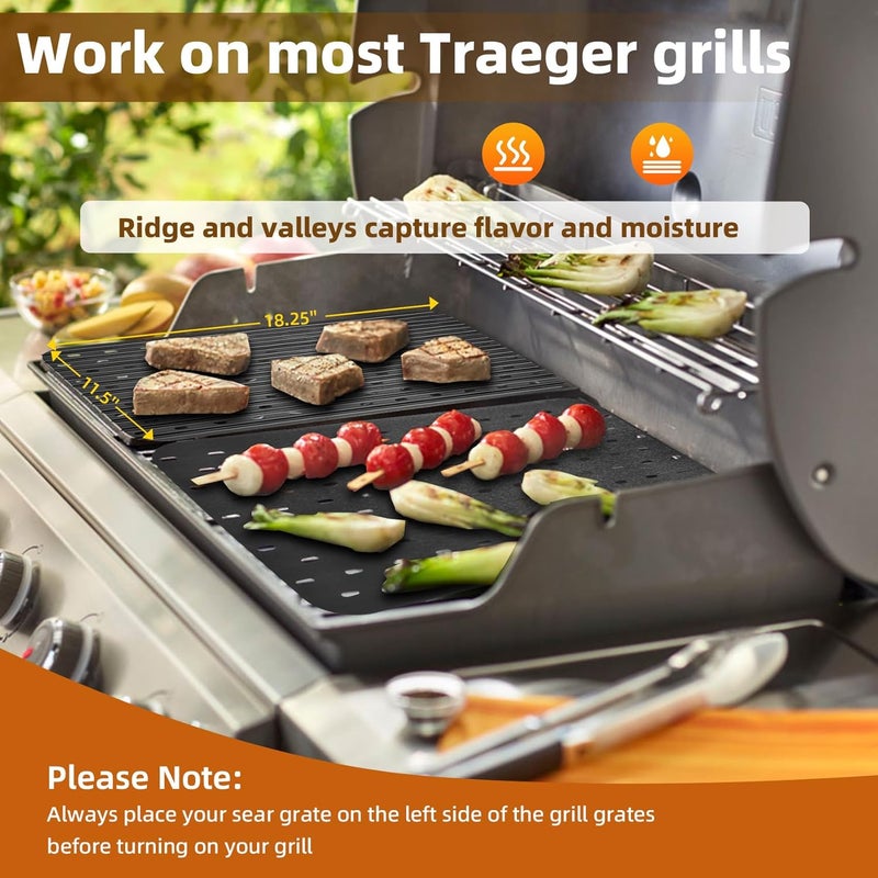 Longse BAC772 18.25''x11.5'' Sear Grate Grill Accessory, Reversible Grill Grate Compatible with Most Grills, Aluminum Sear Grate with Non-Stick, Competition Level Sear Marks Capture Flavor and Moisture - Image 5